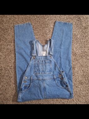 Vintage 90s Moda Intl London Jean Blue Denim Overalls Size Medium Petite